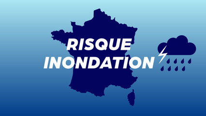 Alerte inondation France. Illustration, bannière vectorielle vigilance inondation et orage.