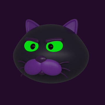 Black cat of Halloween Day isolated white background,3d rende