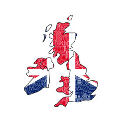 Great Britain Country Map. Vector Illustration of National Symbol.