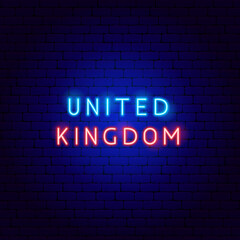 Fototapeta na wymiar United Kingdom Neon Text. Vector Illustration of National Promotion.