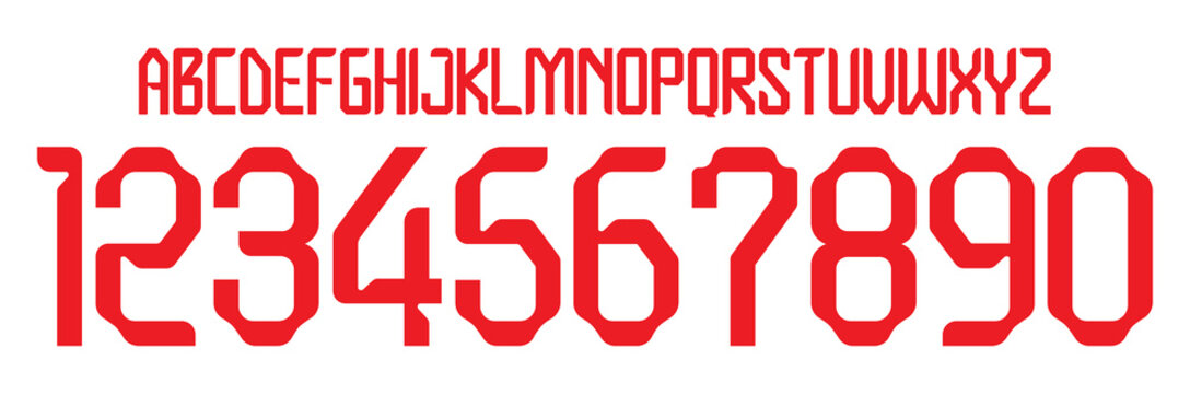 font vector team 2022 kit sport style font. football style font with lines. poland font world cup. sports style letters and numbers for soccer team