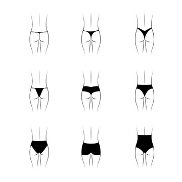 Set of different types of women's panties.