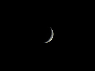 Crescent moon at dark night