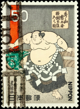 Sumo wrestling, Grand Champion Raigoyo Hidenoyama, by Utagawa Kunisada (1786-1865)