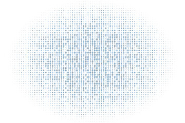 Blue digital data matrix of binary code numbers isolated on a white background. Technology, coding, or big data concept. Vector illustration - obrazy, fototapety, plakaty