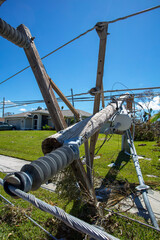 Downed powerlines in Cape Coral Florida after Hurricane Ian passed through.