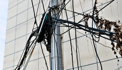 The chaos of cables on electric pole