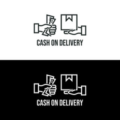 Cash on delivery icon isolated on white background. Editable text.