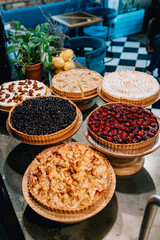 many pies on the table