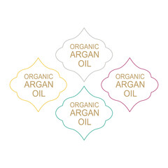 Fototapeta na wymiar Organic Argan Oil Labels Set for Bio Shop