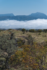 Panoramic View of Majestic Mountains and Clouds, La Réunion