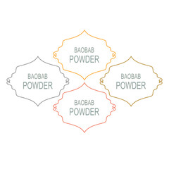 Baobab Powder Design Labels isolated On White