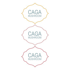 Caga Mushroom Design Labels isolated On White