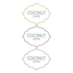 Coconut Chips Design Labels isolated On White