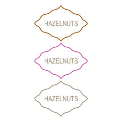 Hazelnuts Design Labels isolated On White