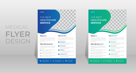 Corporate healthcare medical flyer design template, vector modern business concept  