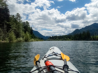 Kayaking on the Buttle Lake in Strathcona Provincial Park on Vancouver Island