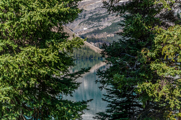 Reflections on Bow Lake along the Icefield Parkway in Alberta Canada