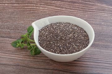 Dietary chia seeds in the bowl