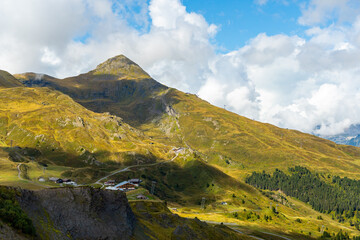 Kleine Scheideg with the view from Eiger mountain. Breathtaking view of Eiger - Kleine Scheidegg