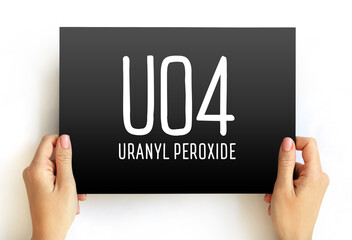 UO4 - uranyl peroxide acronym text on card, abbreviation concept background