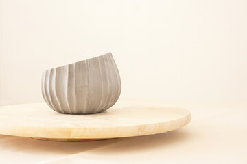 Ceramic crockery and craft pottery cups. Handicraft clay earthenware bowls in artisan craftsman classes workshop . Pottery, different pottery