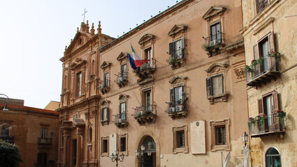 st dominic church and palace (actual town hall) in agrigento in sicily (italy)