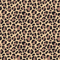 Fototapeta na wymiar Seamless leopard pattern vector print, fashion design for textile, cat animal background