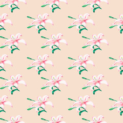 Background with the image of flowers. Flowers, colorful seamless line art design.