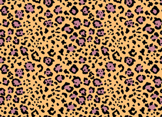 Abstract animal seamless leopard fur pattern. Fashionable wild leopard print background. Modern panther animal fabric textile print design. Stylish vector light pink beige brown
