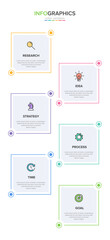 Vertical infographic design with icons and 6 options or steps. Thin line. Infographics business concept. Can be used for info graphics, flow charts, presentations, mobile web sites, printed materials.