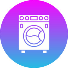 Washing Machine Gradient Circle Glyph Inverted Icon