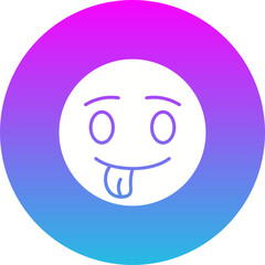 Tongue Out Gradient Circle Glyph Inverted Icon