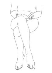 Silhouettes of a girl in a modern one line style. Continuous lady line drawing, aesthetic outline for home decor, posters, wall art, stickers, logo. Vector illustration.