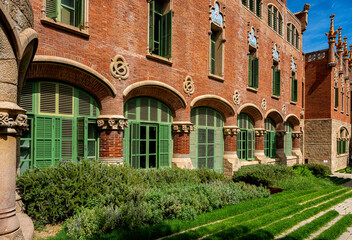 Fototapeta na wymiar Historischer Klinikkomplex des Hospital de la Santa Creu i Sant Pau, Barcelona, Katalonien, Spanien,