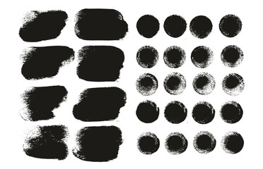 Round Sponge Thick Artist Brush Short Background & Straight Lines Mix High Detail Abstract Vector Background Mix Set 