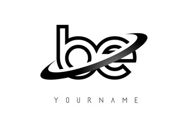 Outline Letters be b e logo with a minimalist design and swoosh. Letters with elegant, simple and two letters design.
