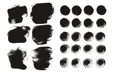 Round Sponge Thick Artist Brush Short Background & Straight Lines Mix High Detail Abstract Vector Background Mix Set 