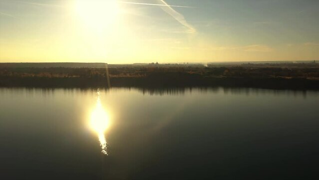 ukraine. kalush. flooded quarry. gold autumn.lake