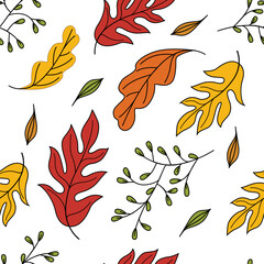 Fall pattern with autumn seasonal leaves
