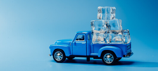 Delivery of cold. Cooling concept. Working with ice