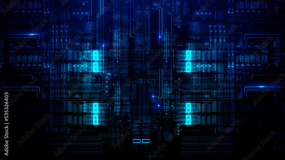 Fototapete Technology background moving data array/Technological background data transmission channel. Motion of digital data flow. Transferring of big data. Transfer and storage of data sets. 3d rendering