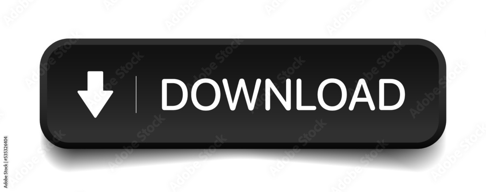 Aufkleber 3D black download button icon. Upload icon. Down arrow bottom side symbol. Click here button. Save cloud icon push button for UI UX, website, mobile application.