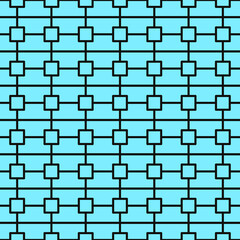 Vector seamless pattern of lines and squares on vibrant blue background for websites, textile, wrappers, wallpapers