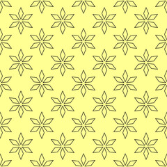 Vector seamless pattern of flowers on yellow background for websites, textile, wrappers, wallpapers