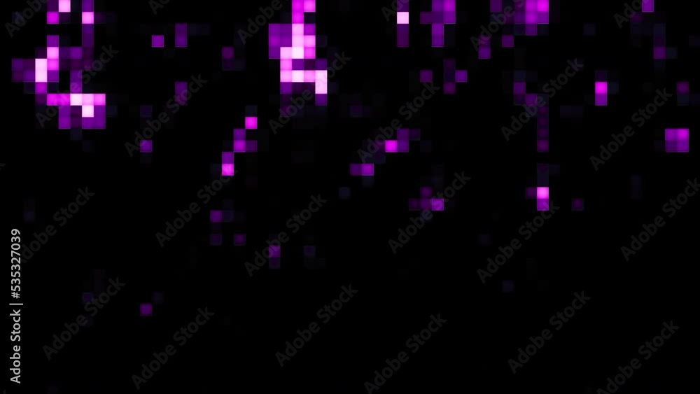 Poster background with moving stream of pixels. motion. pixel rain with stream on black background. colored