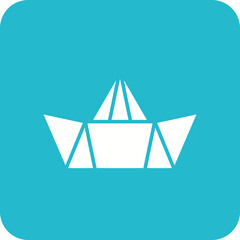 Paper Boat Multicolor Round Corner Glyph Inverted Icon
