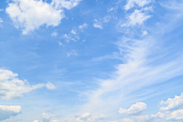 Fototapeta na wymiar White clouds in a bright blue sky. The beauty of the nature
