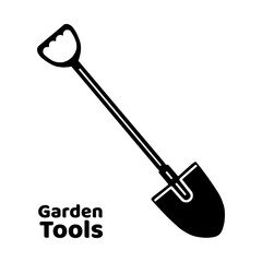 Soil digging shovel garden tool icon black