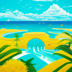 Fototapeta na wymiar illustration of a concept of a pleasant summer vacation